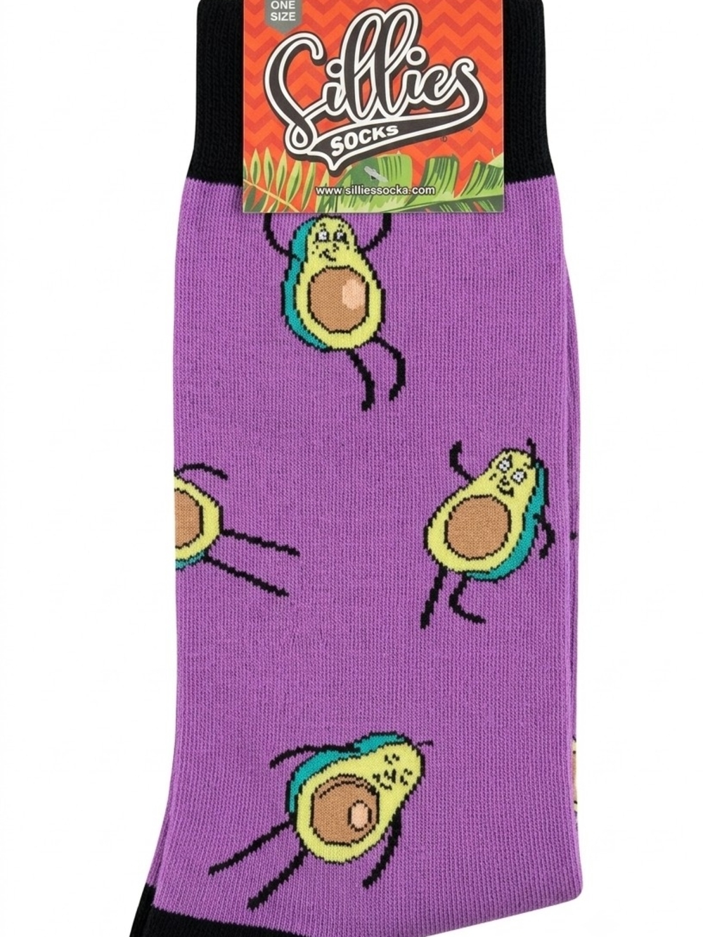 Sillies Novelty Dancing Avocado Crew Socks Purple One Size NWT